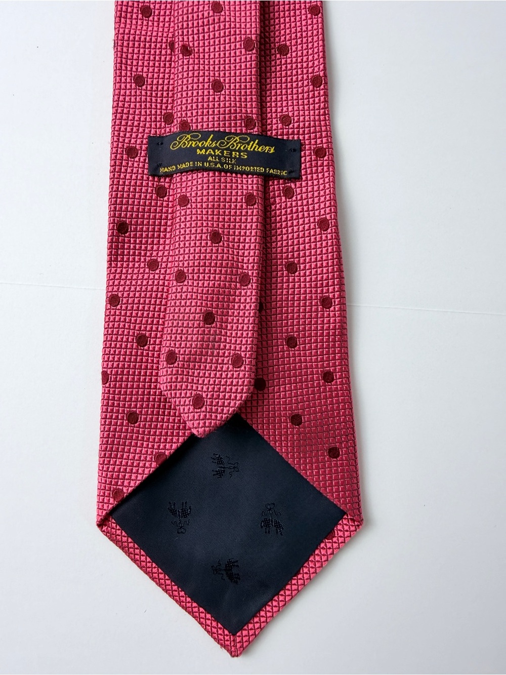 Brooks Brothers Makers All Silk Tie Pink Red Polka Dot USA Handmade Classic